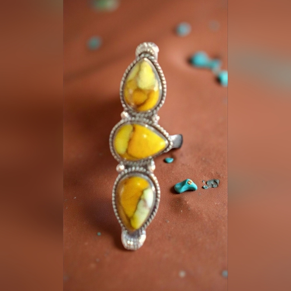 HONEY DAHLIA TURQUOISE RING 925 STERLING SILVER SIZE 8